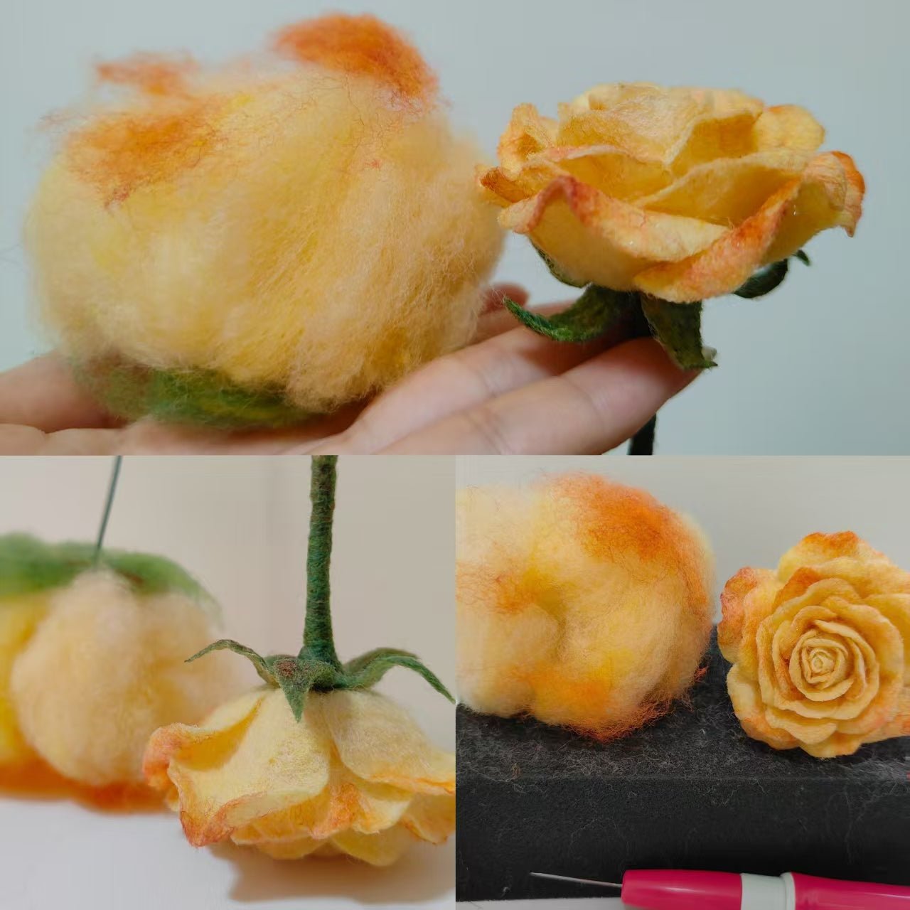 Custom Color(include single colour or colour gradient) Wool Felt Flower - WeDesignWool