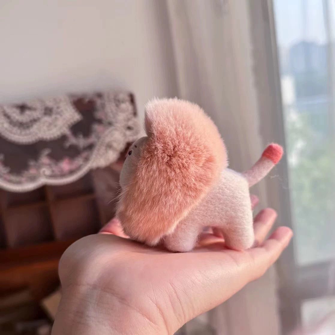 Handmade Pink Felt Lion Figurine 🌸🦁 - WeDesignWool
