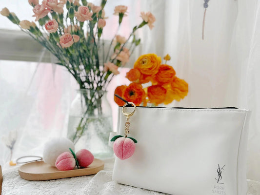 Handmade Wool Felt Peach Keychain Charm🍑 - WeDesignWool