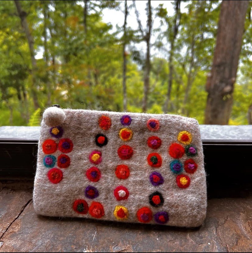 Pure Handmade Wool Felt Wallet Card Case Clutch Bag - WeDesignWool