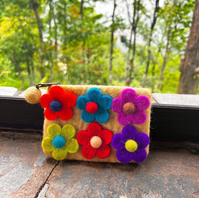 Pure Handmade Wool Felt Wallet Card Case Clutch Bag - WeDesignWool