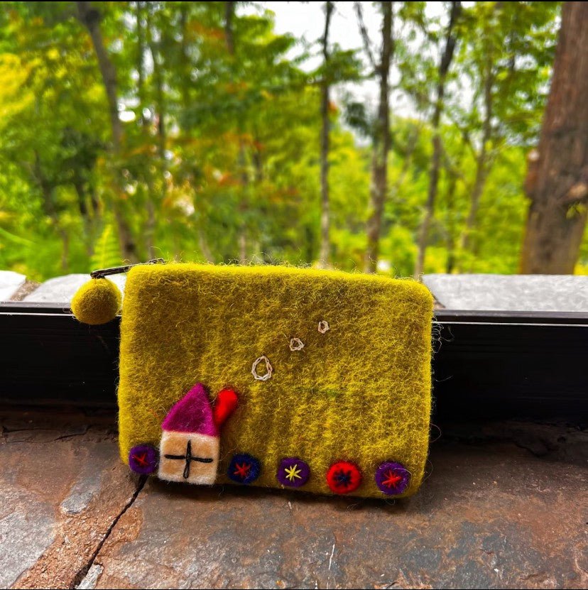 Pure Handmade Wool Felt Wallet Card Case Clutch Bag - WeDesignWool