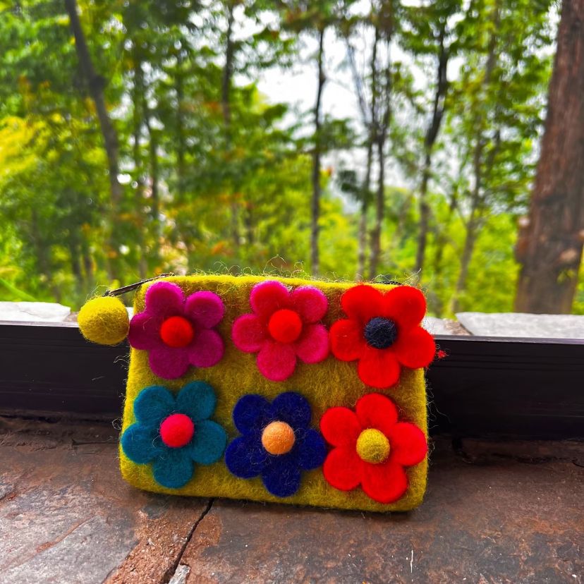 Pure Handmade Wool Felt Wallet Card Case Clutch Bag - WeDesignWool