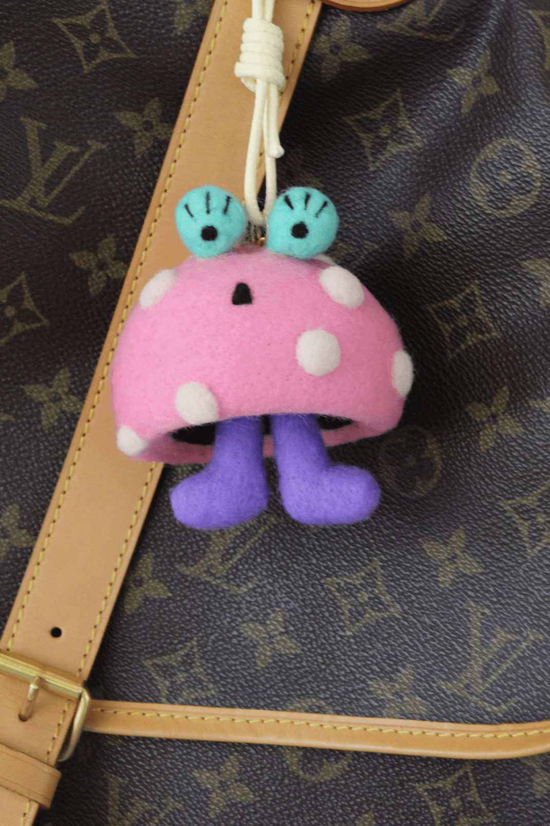 🍄✨ Quirky Wool Felt Mushroom Creature Charm - WeDesignWool
