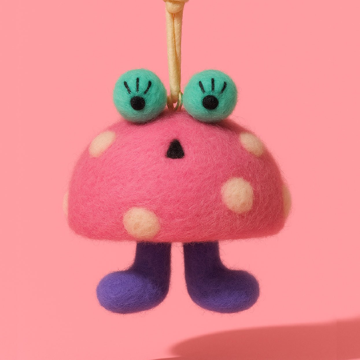 🍄✨ Quirky Wool Felt Mushroom Creature Charm - WeDesignWool