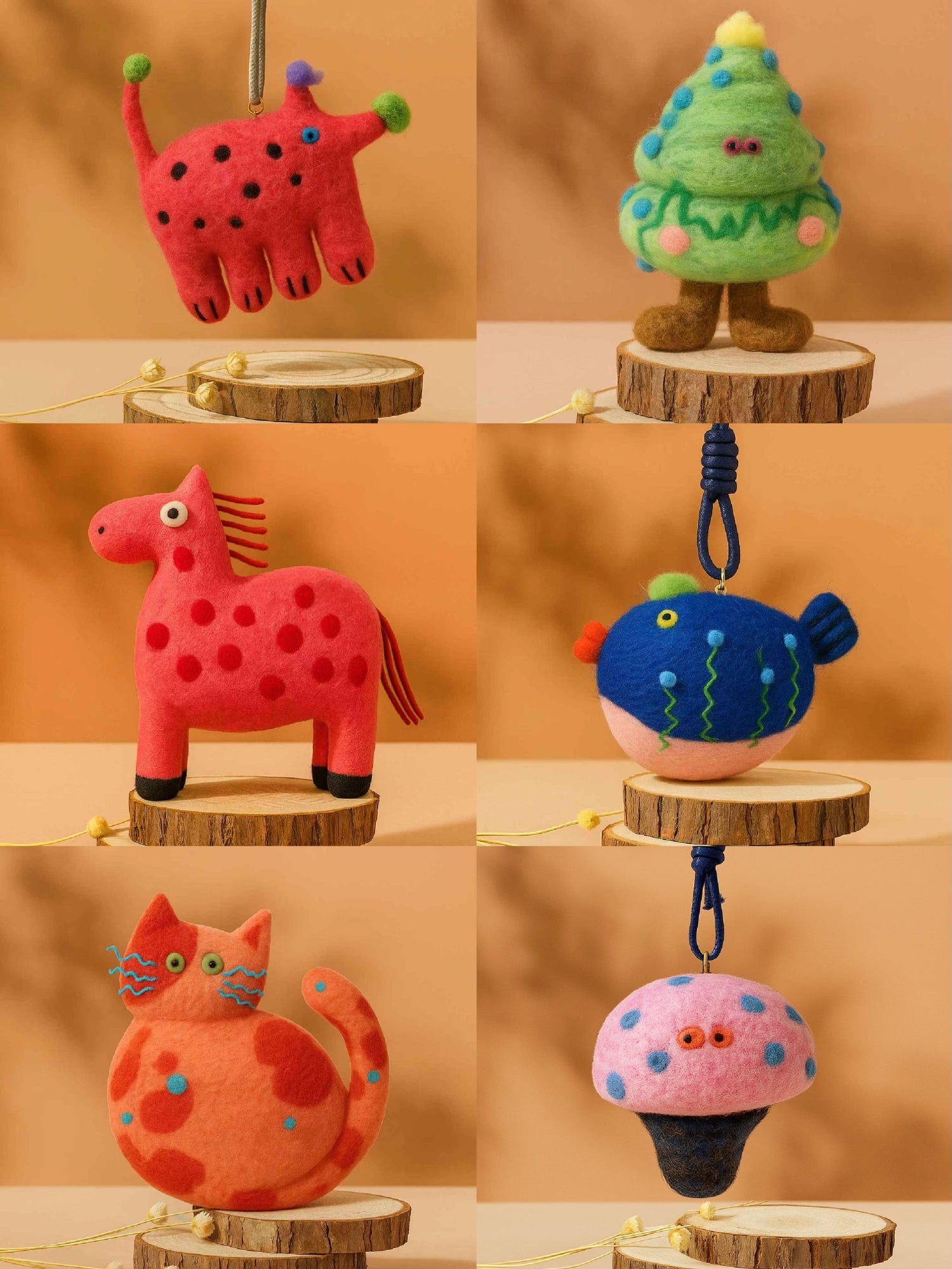 Wool Felt Doll Pendants - WeDesignWool