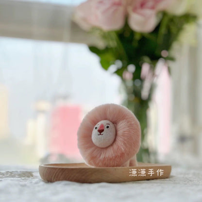 Handmade Pink Felt Lion Figurine 🌸🦁 - WeDesignWool