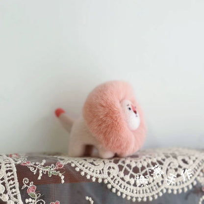 Handmade Pink Felt Lion Figurine 🌸🦁 - WeDesignWool
