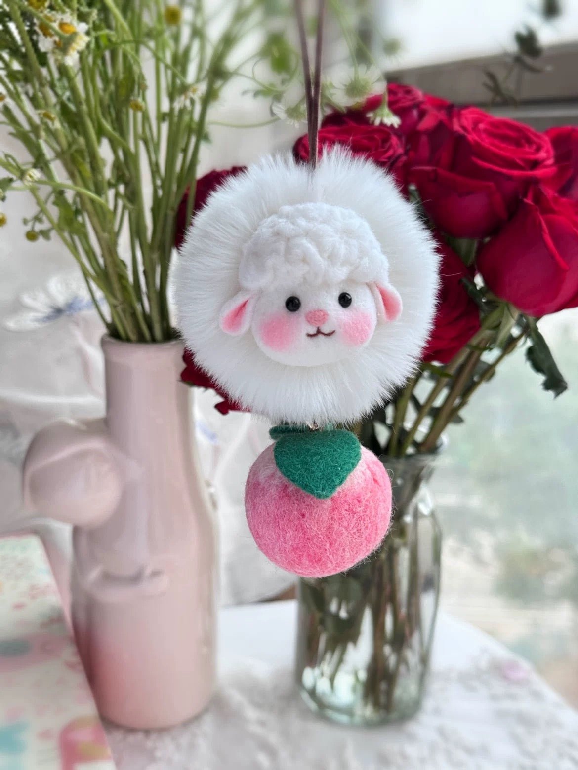 Personalized Wool Felt Lamb Car/Bag Charm 🐑✨ - WeDesignWool