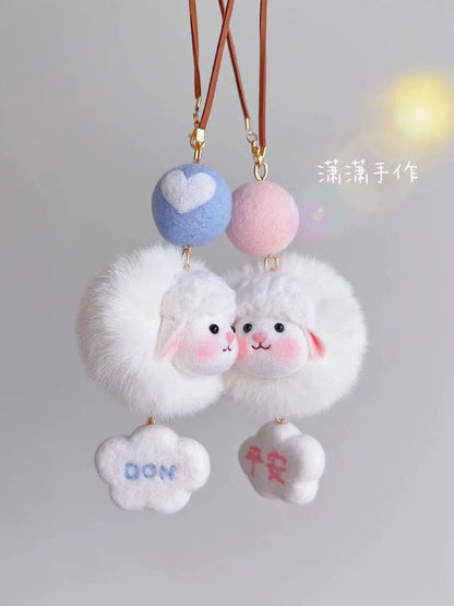 Personalized Wool Felt Lamb Car/Bag Charm 🐑✨ - WeDesignWool