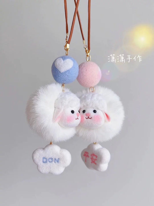 Personalized Wool Felt Lamb Car/Bag Charm 🐑✨ - WeDesignWool