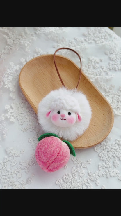 Personalized Wool Felt Lamb Car/Bag Charm 🐑✨