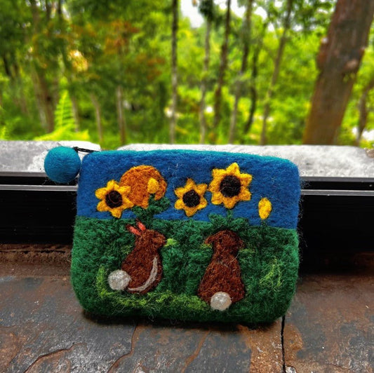 Pure Handmade Wool Felt Wallet Card Case Clutch Bag - WeDesignWool