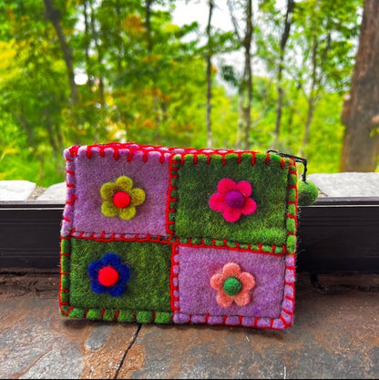 Pure Handmade Wool Felt Wallet Card Case Clutch Bag - WeDesignWool