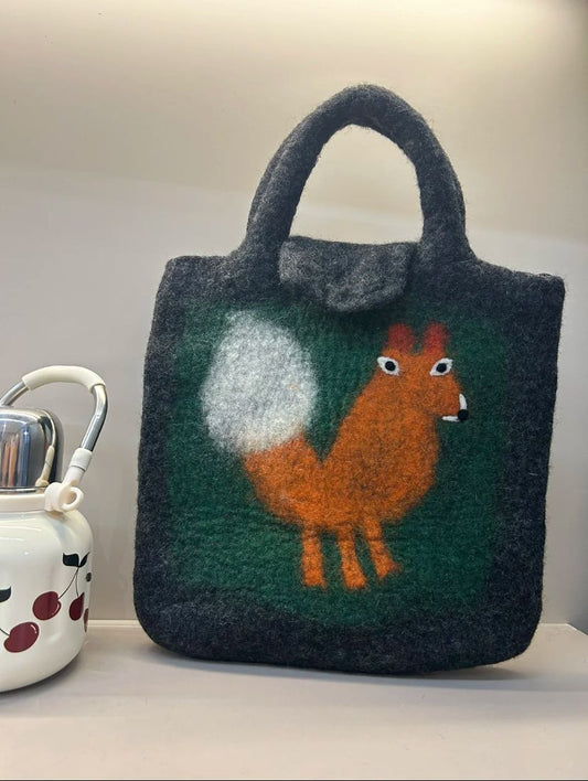 Wool Felt Fox Briefcase - WeDesignWool